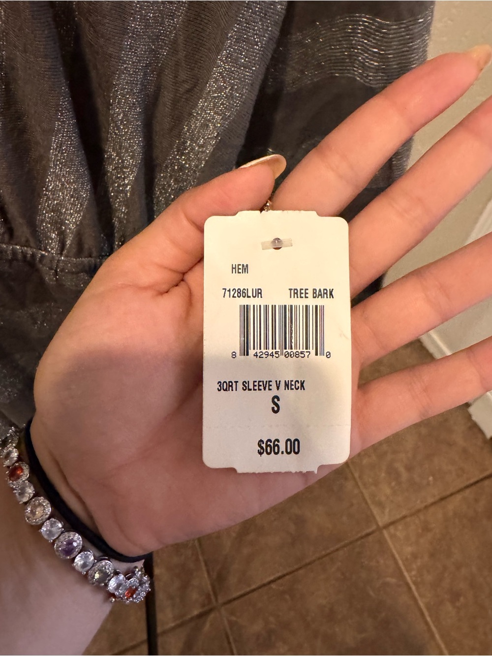 Deadstock Y2K Hem Gray Knit Tunic with Silver Metallic Stripes $66 - Picture 3 of 8